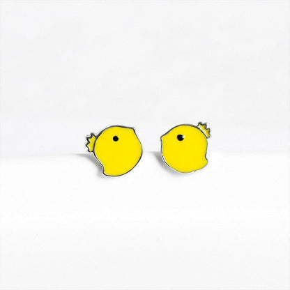 Mini Yellow Chick 925 Sterling Silver Studs Earrings Charm Jewelry LOS03 - Touchy Style