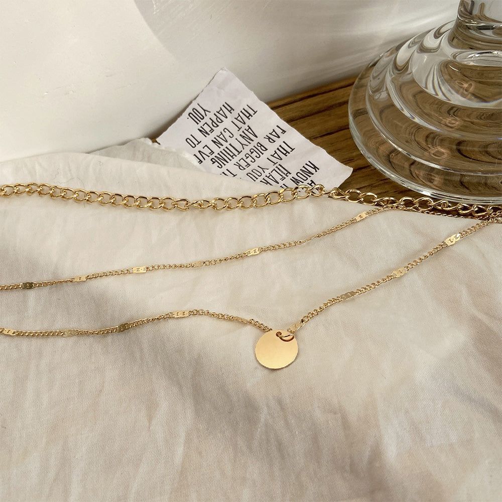 Multi-layer Necklaces Charm Jewelry SS1233 Golden Chain Rounded Pendent Gold / China