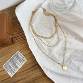 Multi-layer Necklaces Charm Jewelry SS1233 Golden Chain Rounded Pendent - Touchy Style