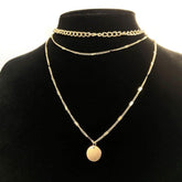 Multi-layer Necklaces Charm Jewelry SS1233 Golden Chain Rounded Pendent - Touchy Style