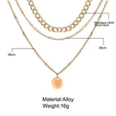 Multi-layer Necklaces Charm Jewelry SS1233 Golden Chain Rounded Pendent - Touchy Style