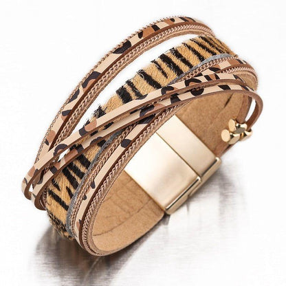 Multilayer Bracelets Charm Jewelry Fur Leopard Leather - Touchy Style