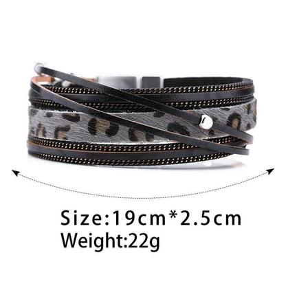 Multilayer Bracelets Charm Jewelry Fur Leopard Leather - Touchy Style