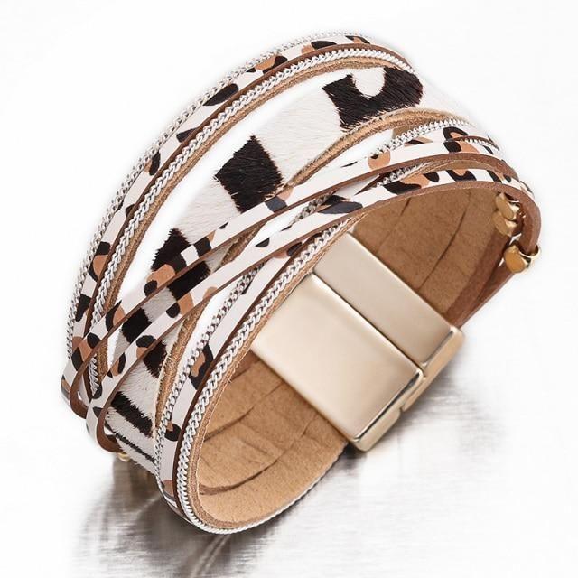 Multilayer Bracelets Charm Jewelry Fur Leopard Leather - Touchy Style