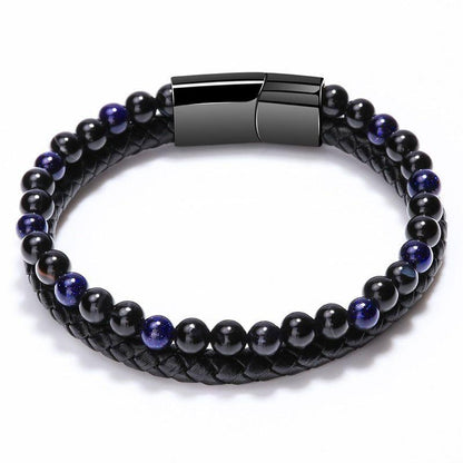 Multilayer Bracelets Charm Jewelry Nature Lava Stone Genuine Leather - Touchy Style