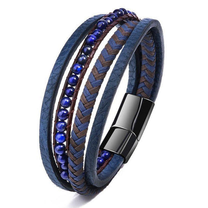 Multilayer Bracelets Charm Jewelry Stainless Steel Magnetic Lave Stone - Touchy Style