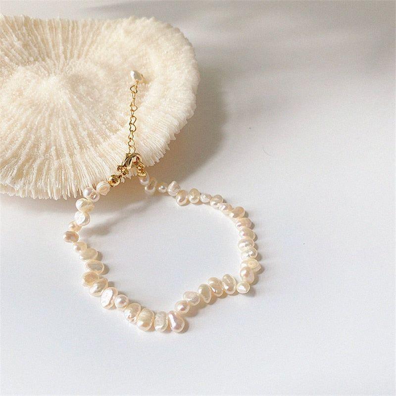 Natural Baroque Freshwater Pearl Heart-shaped Bracelet Necklaces Charm Jewelry Set YS1255 - Touchy Style