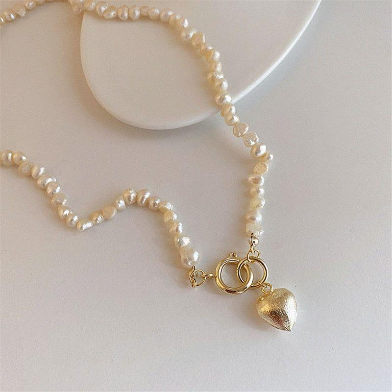 Natural Baroque Freshwater Pearl Heart-shaped Bracelet Necklaces Charm Jewelry Set YS1255 - Touchy Style