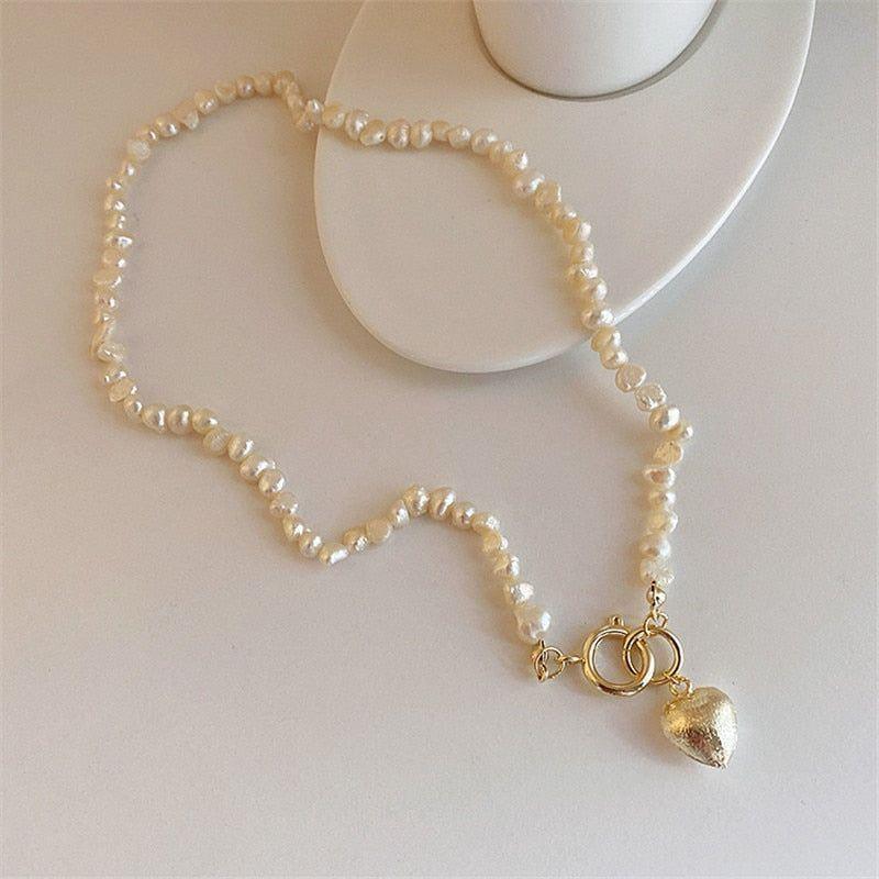 Natural Baroque Freshwater Pearl Heart-shaped Bracelet Necklaces Charm Jewelry Set YS1255 - Touchy Style