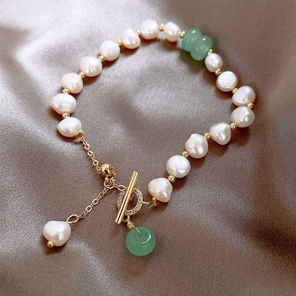 Natural Pearl Bracelets Charm Jewelry BCJTXY51 Baroque Green Crystal - Touchy Style