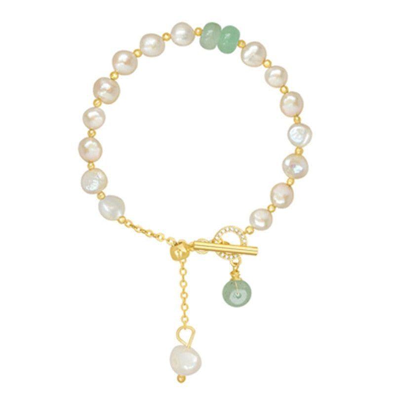 Natural Pearl Bracelets Charm Jewelry BCJTXY51 Baroque Green Crystal - Touchy Style