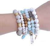 Natural Stone Glass Beads Bohemia Style 6 Pieces Bracelet Charm Jewelry Set BCJSK15 - Touchy Style