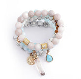 Natural Stone Glass Beads Bohemia Style 6 Pieces Bracelet Charm Jewelry Set BCJSK15 - Touchy Style