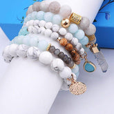 Natural Stone Glass Beads Bohemia Style 6 Pieces Bracelet Charm Jewelry Set BCJSK15 - Touchy Style