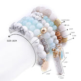 Natural Stone Glass Beads Bohemia Style 6 Pieces Bracelet Charm Jewelry Set BCJSK15 - Touchy Style