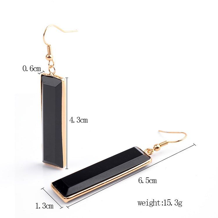 Natural Stone Rectangle Dangle Long Earrings Charm Jewelry BS0313 - Touchy Style