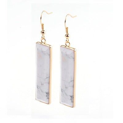 Natural Stone Rectangle Dangle Long Earrings Charm Jewelry BS0313 - Touchy Style