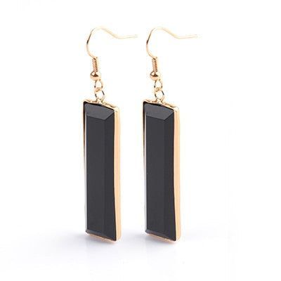 Natural Stone Rectangle Dangle Long Earrings Charm Jewelry BS0313 - Touchy Style