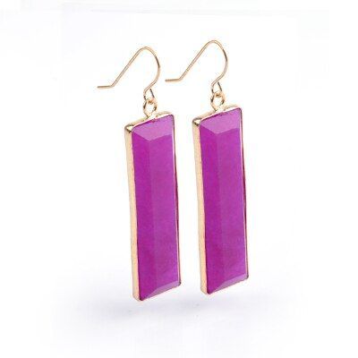 Natural Stone Rectangle Dangle Long Earrings Charm Jewelry BS0313 - Touchy Style