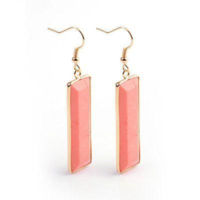 Natural Stone Rectangle Dangle Long Earrings Charm Jewelry BS0313 - Touchy Style