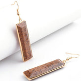 Natural Stone Rectangle Dangle Long Earrings Charm Jewelry BS0313 - Touchy Style