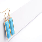 Natural Stone Rectangle Dangle Long Earrings Charm Jewelry BS0313 - Touchy Style