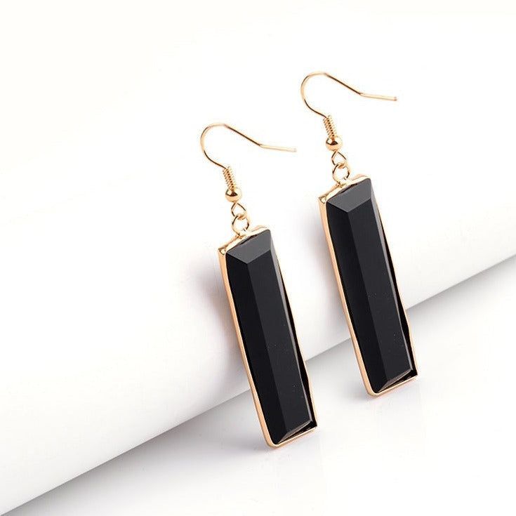 Natural Stone Rectangle Dangle Long Earrings Charm Jewelry BS0313 - Touchy Style