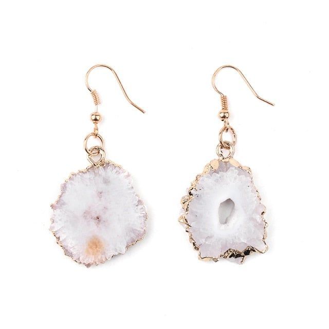 Natural White Drusy Stone Fringe Dangle Earrings Charm Jewelry BS0251 - Touchy Style