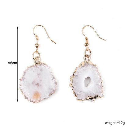 Natural White Drusy Stone Fringe Dangle Earrings Charm Jewelry BS0251 - Touchy Style