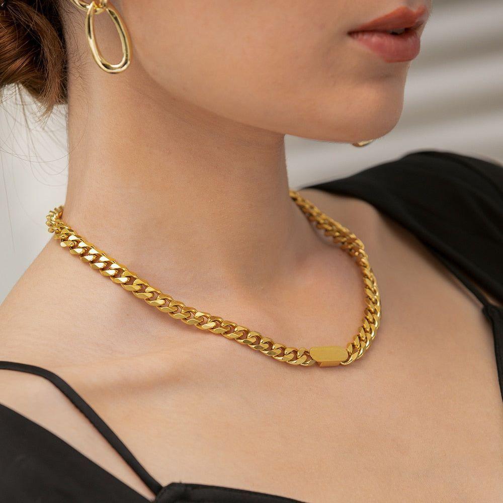 Necklace Bracelet Charm Jewelry Gold Chain Stainless Steel Charm Texture Collar YOS0337 - Touchy Style