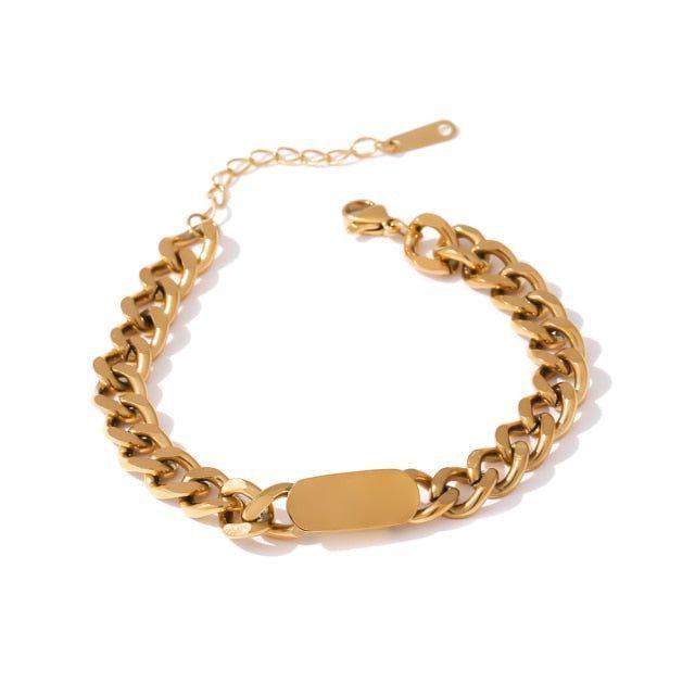 Necklace Bracelet Charm Jewelry Gold Chain Stainless Steel Charm Texture Collar YOS0337 - Touchy Style