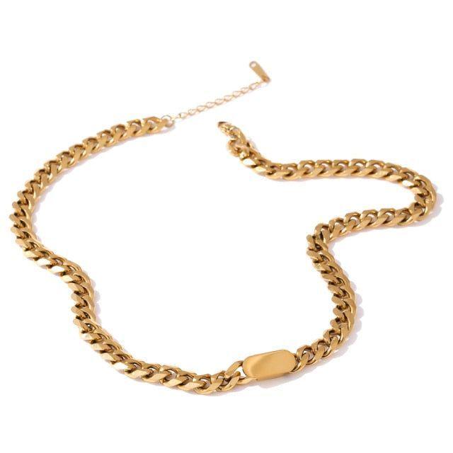 Necklace Bracelet Charm Jewelry Gold Chain Stainless Steel Charm Texture Collar YOS0337 - Touchy Style