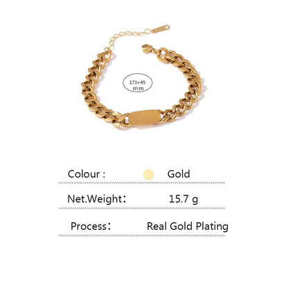 Necklace Bracelet Charm Jewelry Gold Chain Stainless Steel Charm Texture Collar YOS0337 - Touchy Style