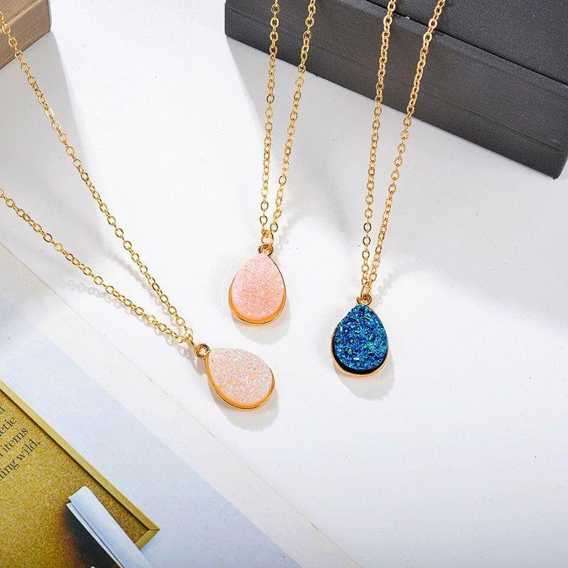 Necklaces Charm Jewelry Natural Stone Water Drop Pendant COS0454 - Touchy Style