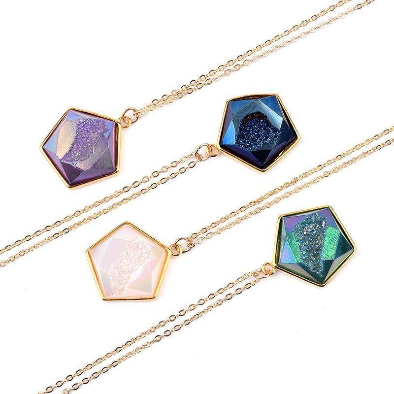 Necklaces Charm Jewelry NCJB57 Crystal Druzy Stone Choker - Touchy Style