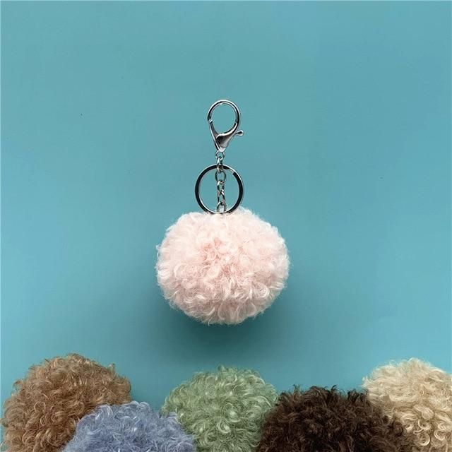 Accessories, Pink Puff Ball Key Chain