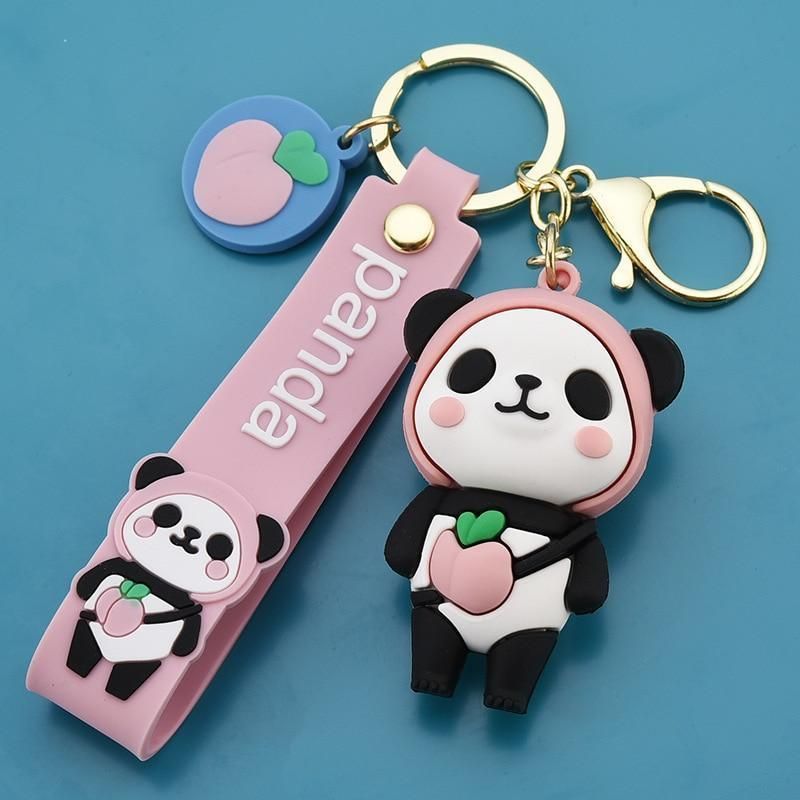 Sport Style Cartoon Skating Panda Keychain Charms Girls Creative Cute  Animal Bag Ornaments Key Ring Accessories Gift