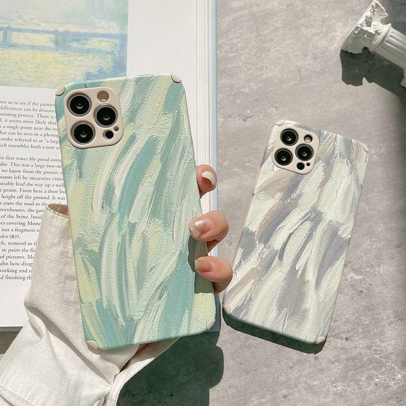 Oil Painting Cute Phone Cases For iPhone 13 11 12 Pro Max Xs Max XR Xs 7 8 Plus X 7Plus - Touchy Style