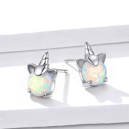 Opal 925 Sterling Silver Stud Earrings Charm Jewelry - SCE737 - Touchy Style