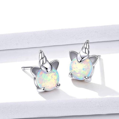 Opal 925 Sterling Silver Stud Earrings Charm Jewelry - SCE737 - Touchy Style