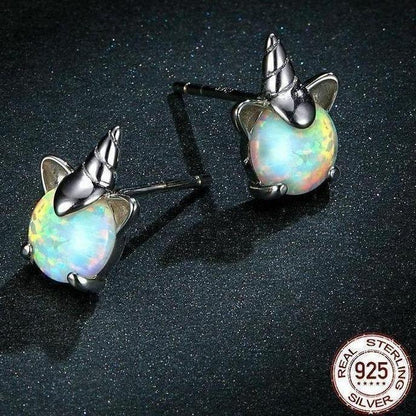 Opal 925 Sterling Silver Stud Earrings Charm Jewelry - SCE737 - Touchy Style