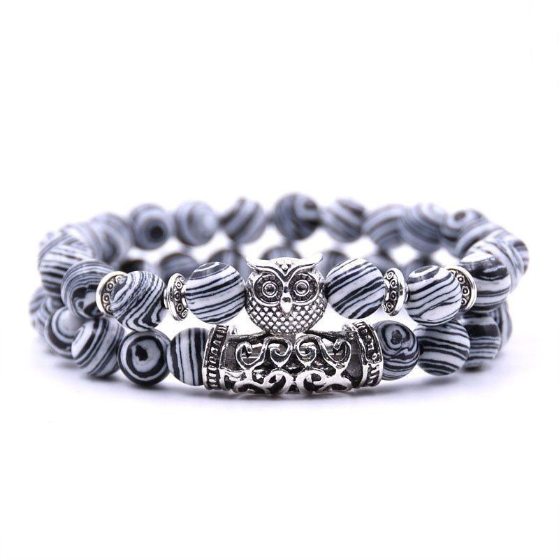 Owl Bracelet Charm Jewelry Stone Bracelets Men Women Set YS0501 - Touchy Style