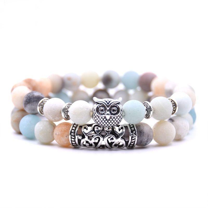 Owl Bracelet Charm Jewelry Stone Bracelets Men Women Set YS0501 - Touchy Style