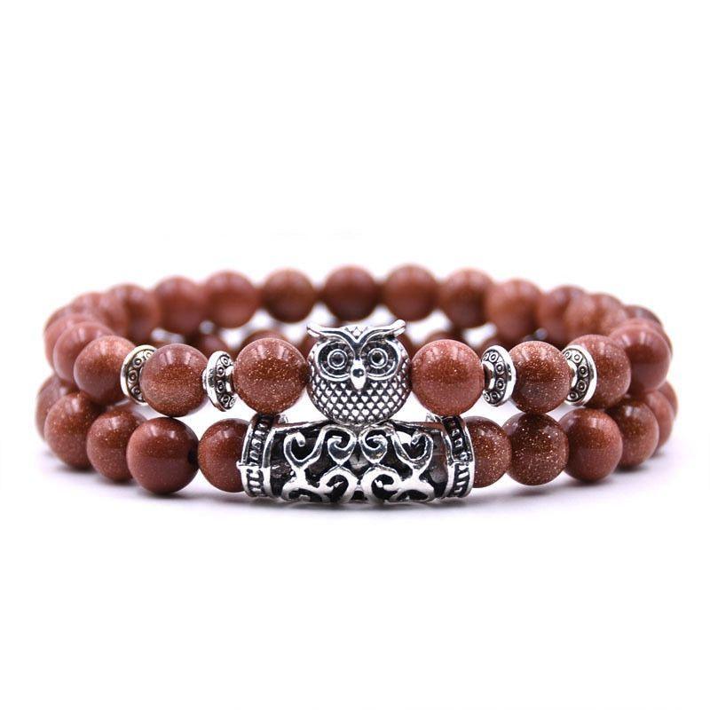 Owl Bracelet Charm Jewelry Stone Bracelets Men Women Set YS0501 - Touchy Style