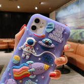 Purple Cartoon 3D Space Astronaut Cute Phone Cases For iPhone 11 12 Pro Max Mini XS X XR 7 8 Plus SE 2020 - Touchy Style