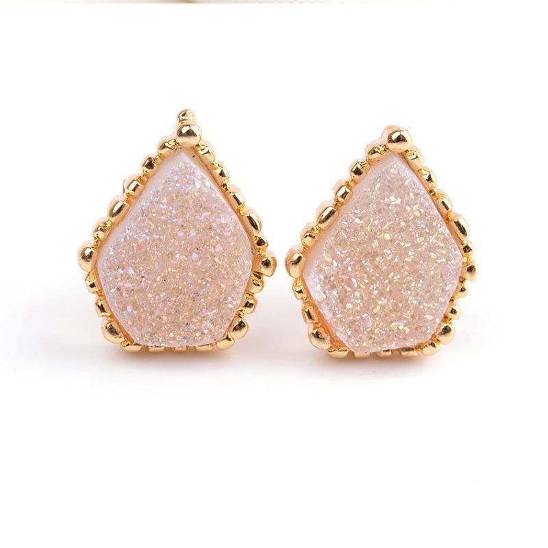 Quartz Natural Druzy Stone Mini Earrings Charm Jewelry BS0308 - Touchy Style