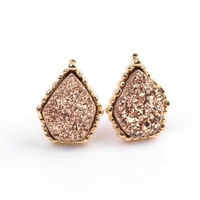 Quartz Natural Druzy Stone Mini Earrings Charm Jewelry BS0308 - Touchy Style