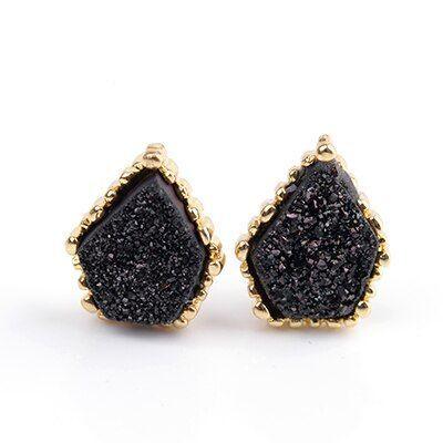 Quartz Natural Druzy Stone Mini Earrings Charm Jewelry BS0308 - Touchy Style