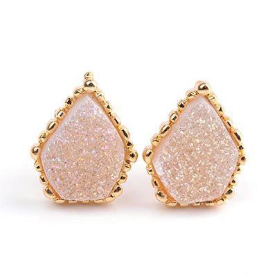 Quartz Natural Druzy Stone Mini Earrings Charm Jewelry BS0308 - Touchy Style