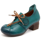 Retro Pumps Leather Comfortable Soft Handmade Women&